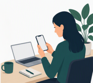 Woman on her phone.